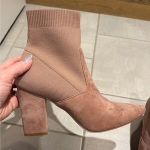 Steve Madden Suede Reece Sock Bootie—Rose/tan color